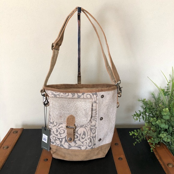 Myra Bag Nifty Small & Cross Body Bag Upcycled Canvas & Leather S-2600: Handbags
